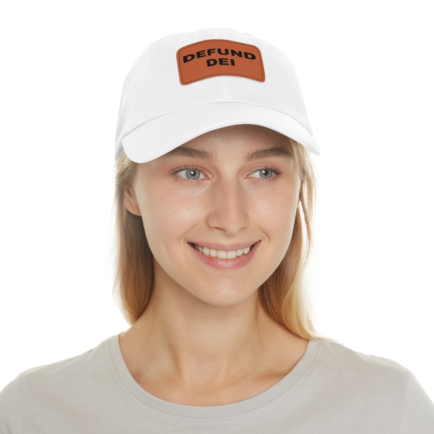 Defund DEI Hat with Leather Patch