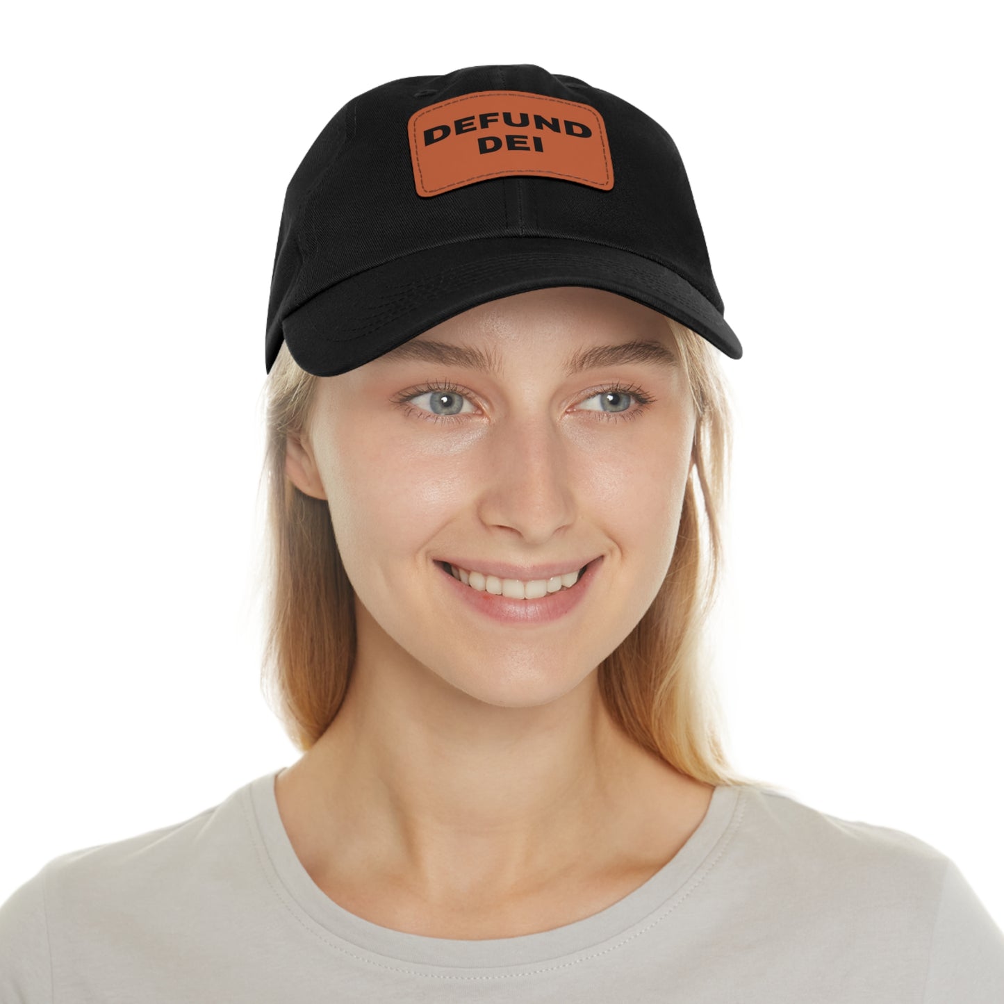 Defund DEI Hat with Leather Patch