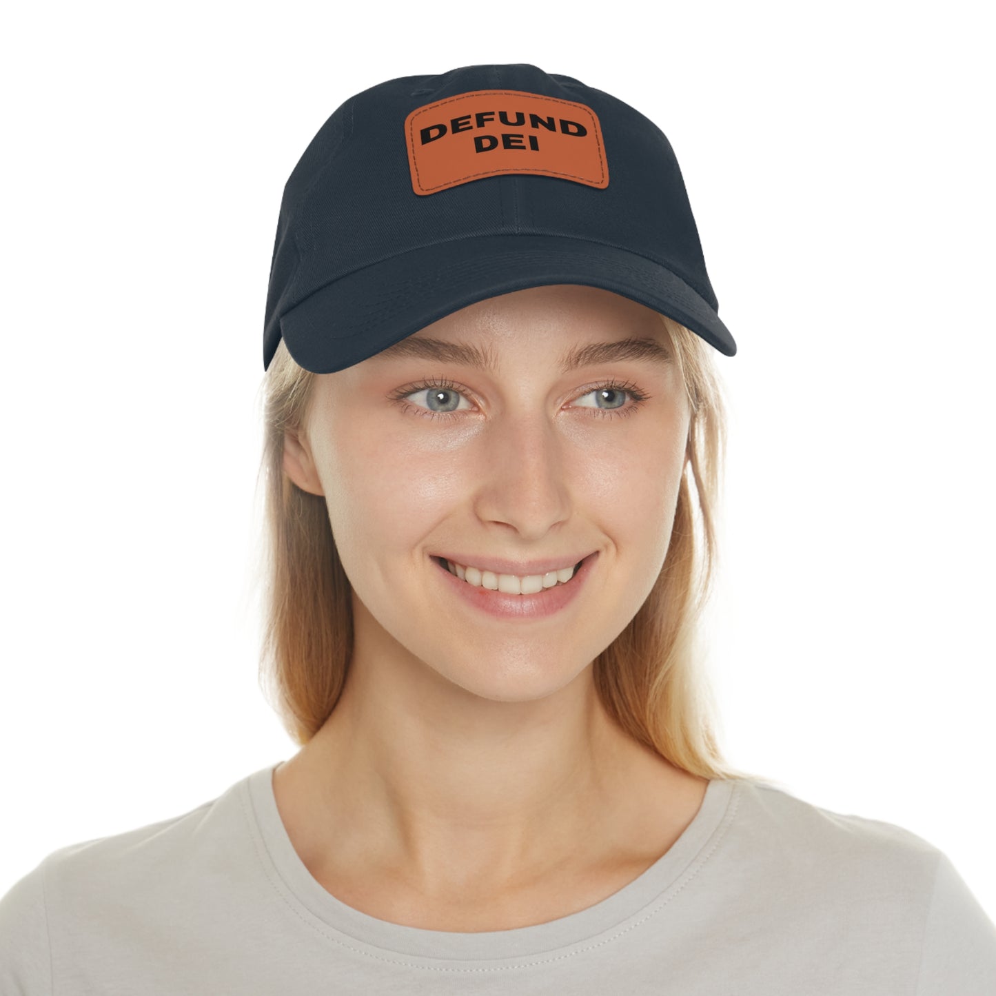 Defund DEI Hat with Leather Patch