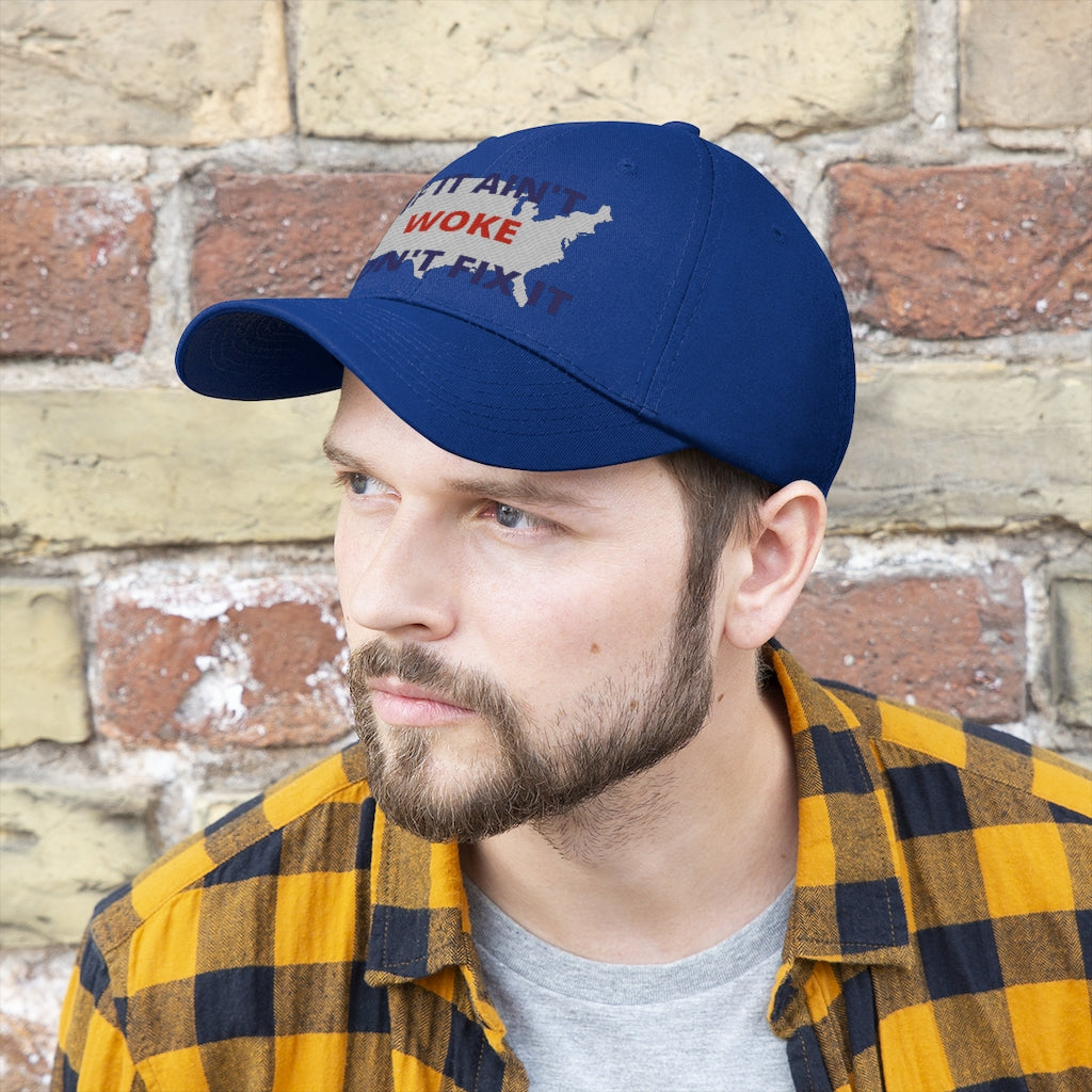 IF IT AIN'T WOKE DON'T FIX IT Hat - Ball Cap (Blue/Red)